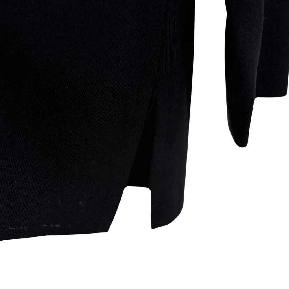 Women's Misook Black Turtleneck‎ Long Sleeve Knit Sweater Size L Side Slit